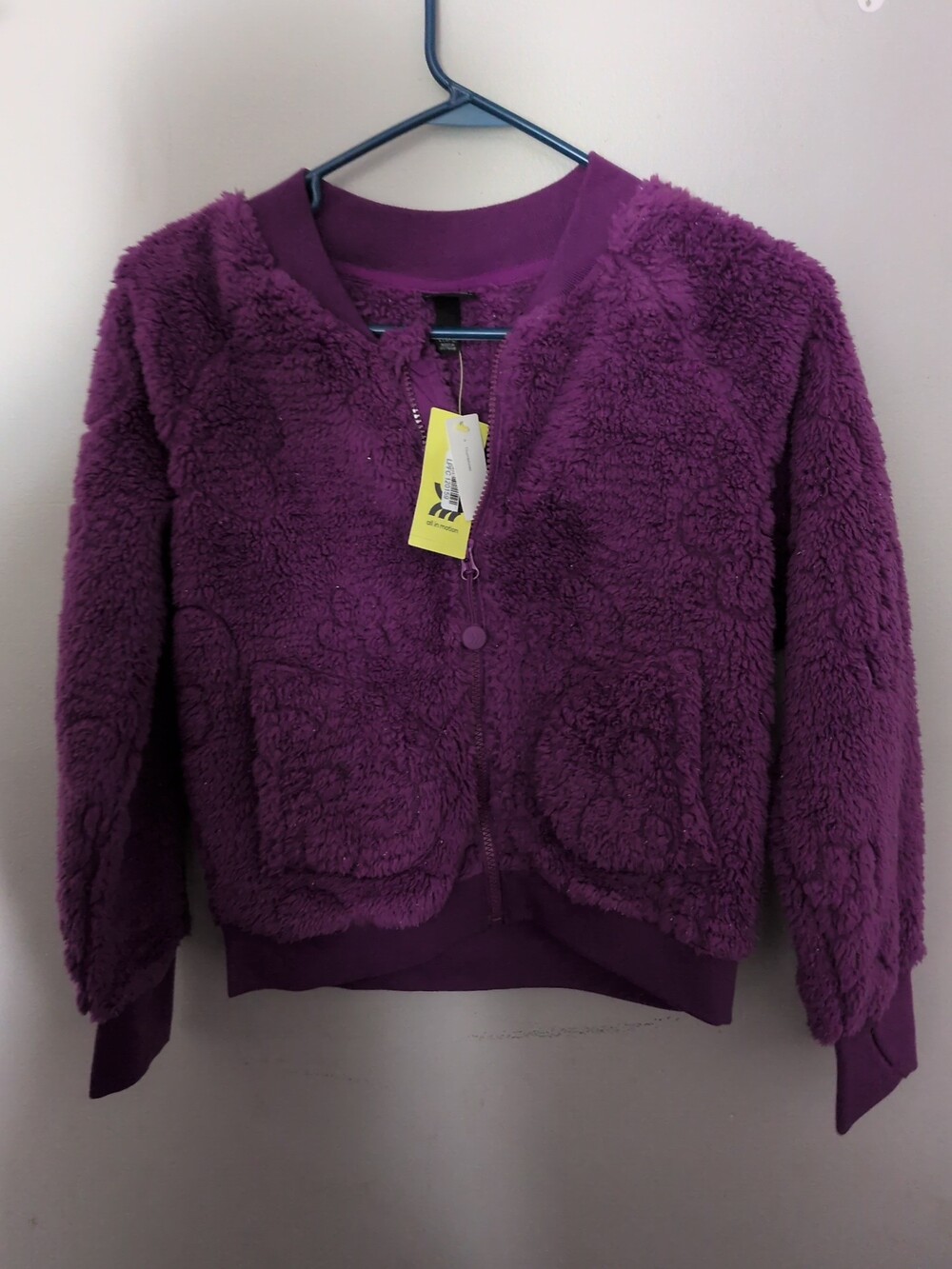 All in Motion Girls' High Pile Fleece Full Zip Sweatshirt Purple - Picture 6 of 6